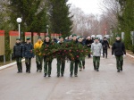 Церемония возложения цветов к памятнику воинам-землякам, погибшим в годы Великой Отечественной войны. 